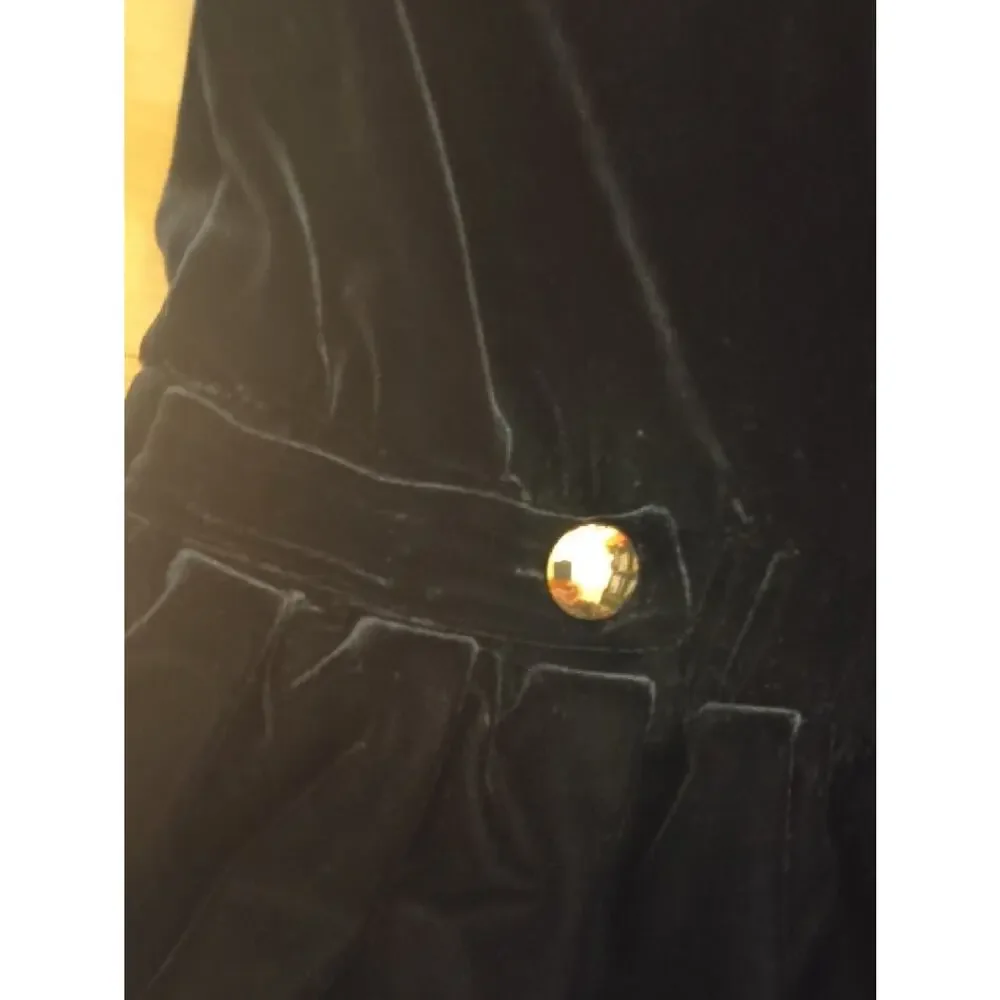 Crewcuts Black Velvet Dress Gold Button Waist Size 6 GU-D